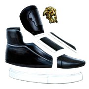 『L’Officiel Hommes Italia』Fall/Winter 2014-15 5th anniversary issue』挿絵（2014年）“VERSACE” Black Leather Medusa High-Top Sneakers.